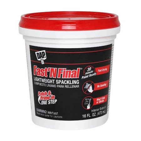 Dap DAP Fast 'N Final Ready to Use White Lightweight Spackling Compound 16 oz 7079812141